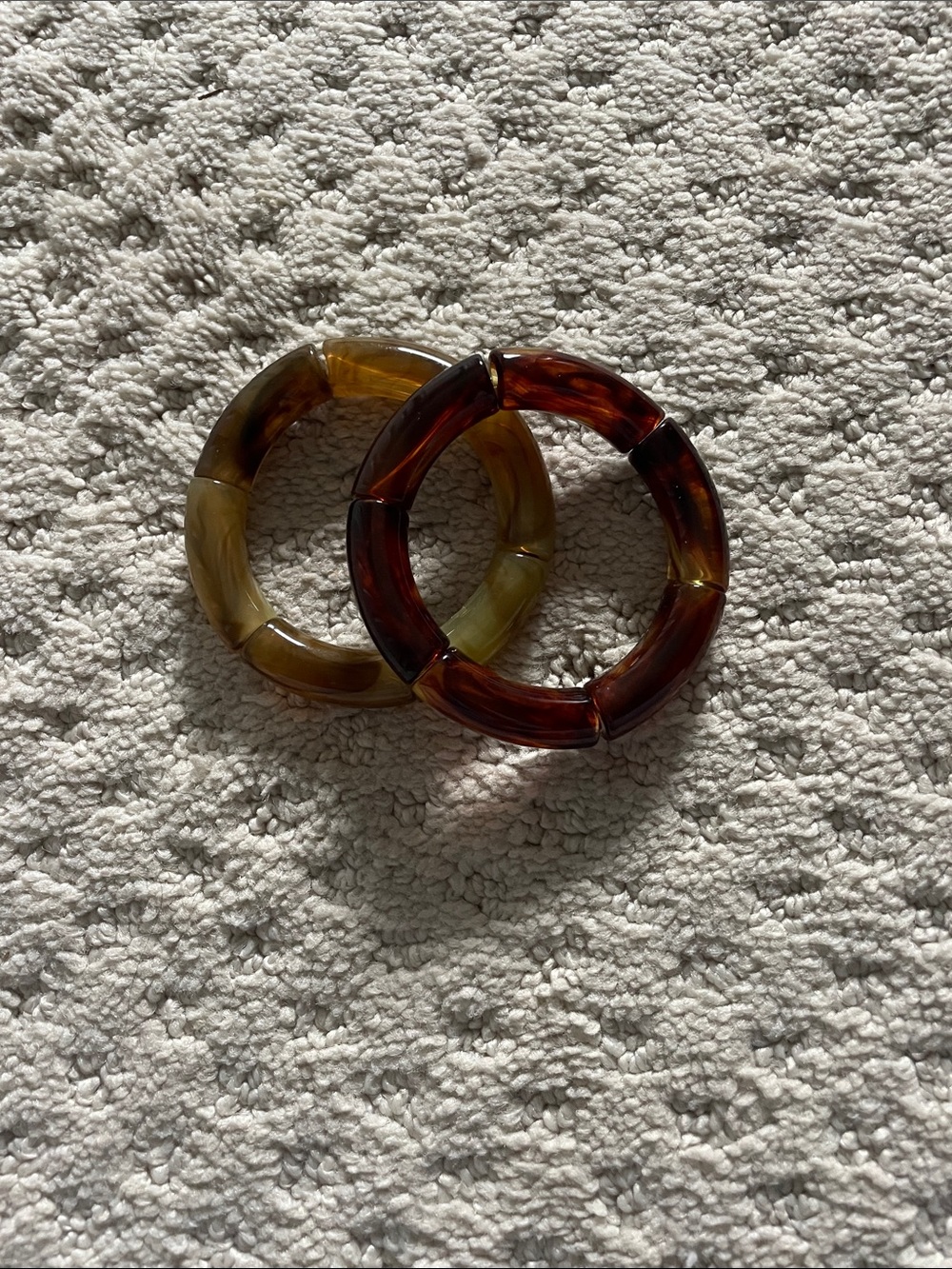 Tortoiseshell Resin Bangle Bracelet Set - Brown & Amber